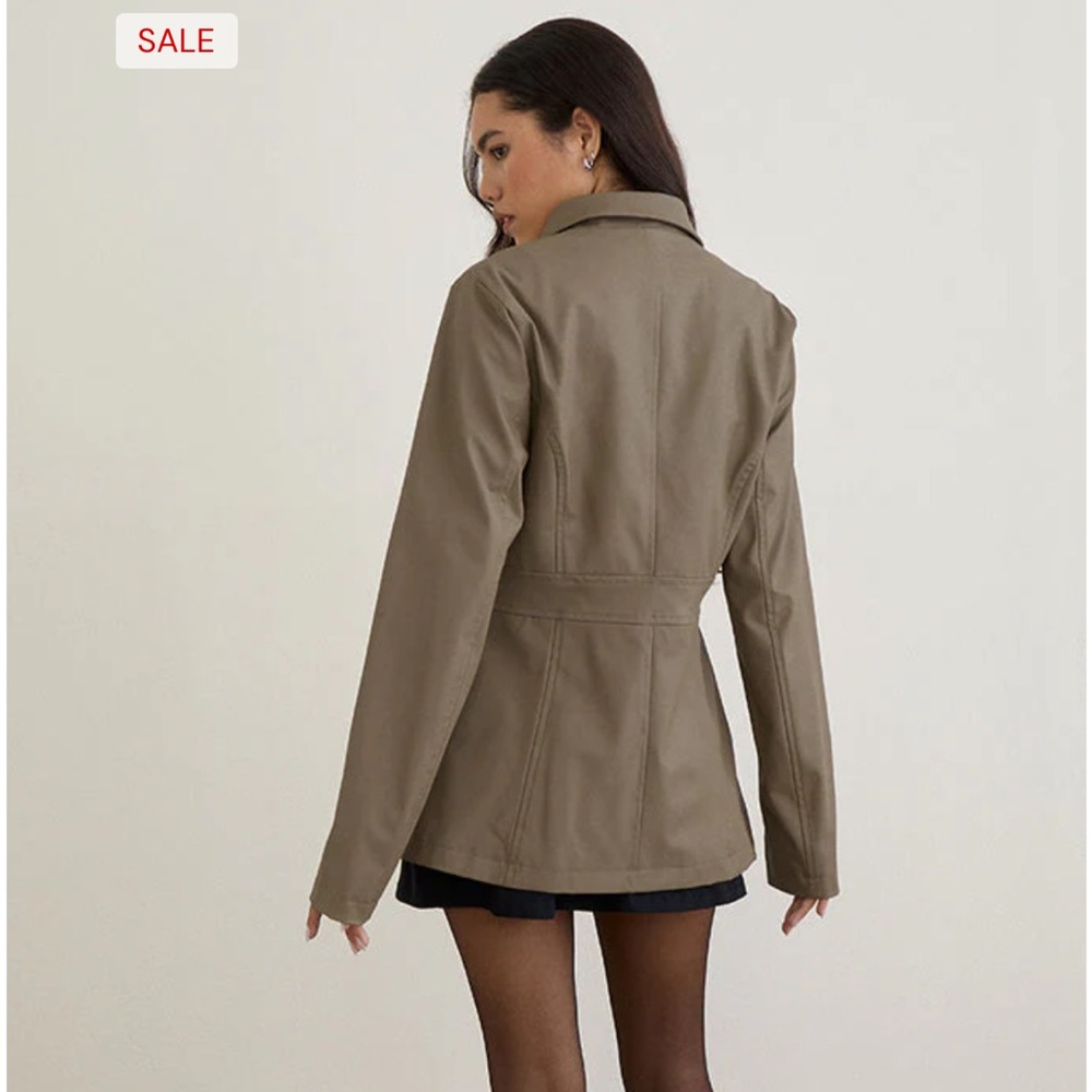 Motel rocks Riku Coat In PU Mushroom - Picture 5 of 7